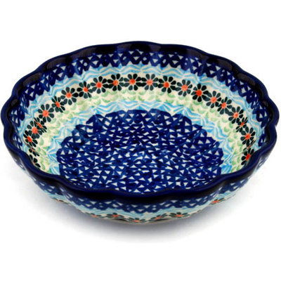 Polish Pottery Fluted Bowl 6-inch Daisies By The Sea