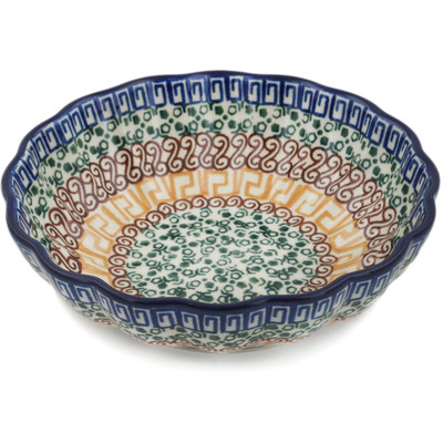 Polish Pottery Fluted Bowl 6-inch Grecian Sea