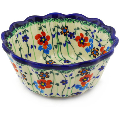 Polish Pottery Fluted Bowl 6&quot;