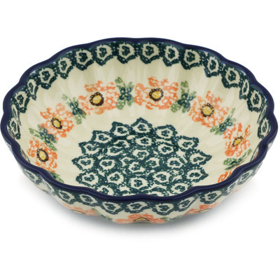 Polish Pottery Fluted Bowl 6-inch Meadow Breeze
