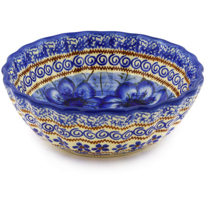 Polish Pottery Fluted Bowl 6" Midnight UNIKAT