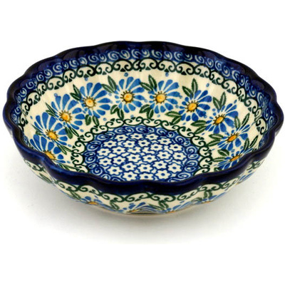 Polish Pottery Fluted Bowl 6-inch Morning Daisy