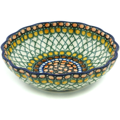 Polish Pottery Fluted Bowl 6-inch Orange Tranquility UNIKAT