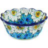 Polish Pottery Fluted Bowl 6&quot; Pansies And Daisies UNIKAT