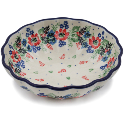 Polish Pottery Fluted Bowl 6-inch Spring Garland