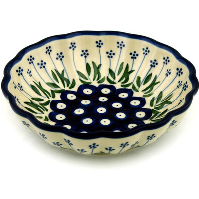 Polish Pottery Fluted Bowl 6-inch Springing Dasies