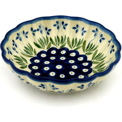 Polish Pottery Fluted Bowl 6-inch Springing Fan Flowers
