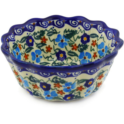 Polish Pottery Fluted Bowl 6&quot; UNIKAT