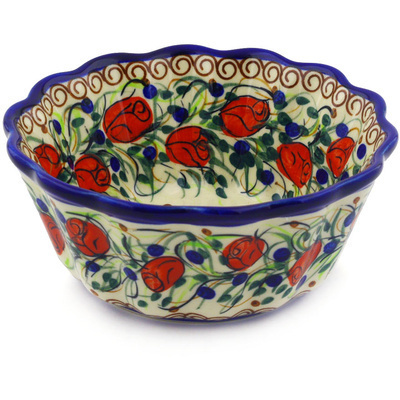 Polish Pottery Fluted Bowl 6&quot; UNIKAT