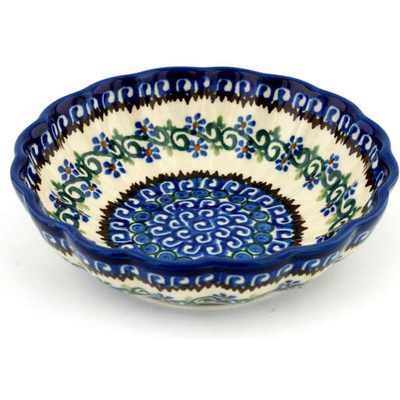 Polish Pottery Fluted Bowl 6-inch Woven Pansies
