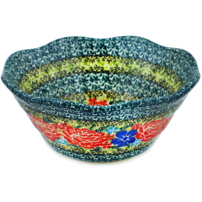 Polish Pottery Fluted Bowl 7&quot; Beautiful Brambles UNIKAT