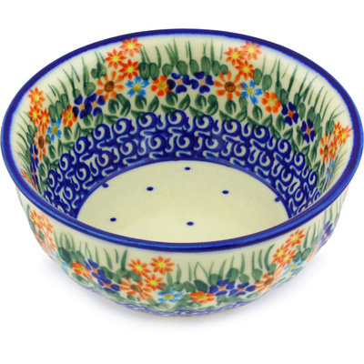 Polish Pottery Fluted Bowl 7&quot; Blissful Daisy