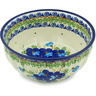 Polish Pottery Fluted Bowl 7&quot; Blue Pansy