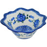 Polish Pottery Fluted Bowl 7&quot; Blue Poppies