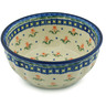 Polish Pottery Fluted Bowl 7&quot; Cocentric Tulips