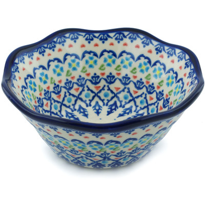 Polish Pottery Fluted Bowl 7&quot; Graphic Armor