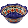 Polish Pottery Fluted Bowl 7&quot; Red Cornflower