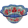 Polish Pottery Fluted Bowl 7" Red Pansy