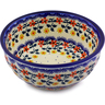 Polish Pottery Fluted Bowl 7&quot; Red Sunflower