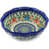 Polish Pottery Fluted Bowl 7&quot; Ring Of Flowers UNIKAT