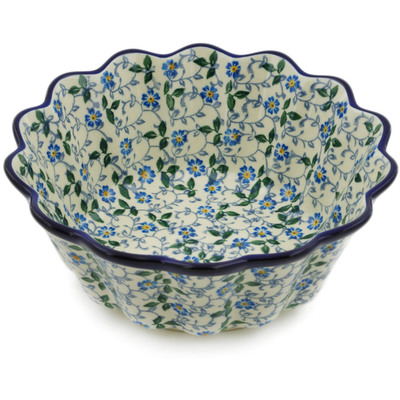 Polish Pottery Fluted Bowl 7&quot; Summer Wind