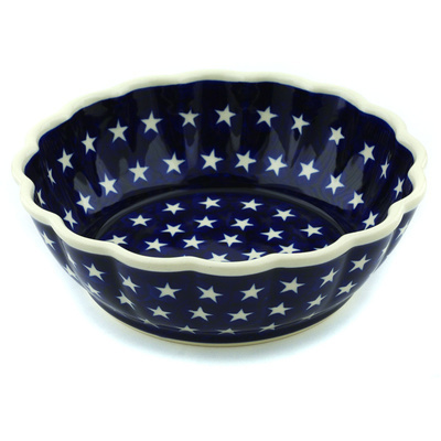 Polish Pottery Fluted Bowl 8&quot; America The Beautiful