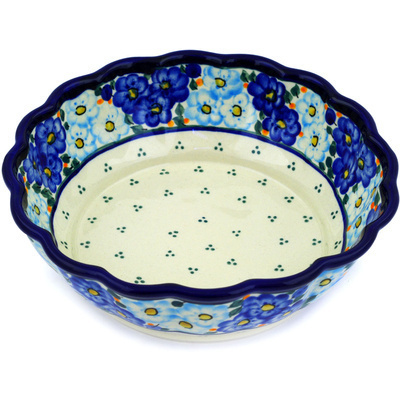 Polish Pottery Fluted Bowl 8&quot; Aura