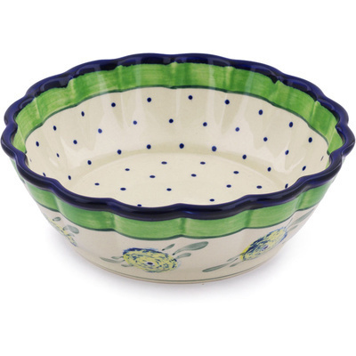 Polish Pottery Fluted Bowl 8&quot; Limon Swirl