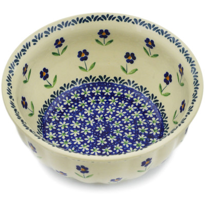 Polish Pottery Fluted Bowl 8&quot; Mariposa Lily