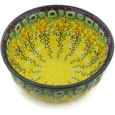 Polish Pottery Fluted Bowl 8&quot; Sunshine Grotto UNIKAT