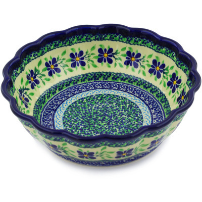 Polish Pottery Fluted Bowl 8&quot; Sweet Violet