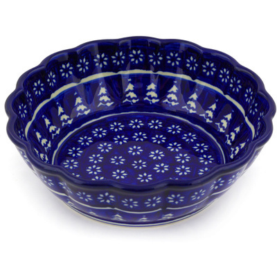 Polish Pottery Fluted Bowl 8" Winter Night