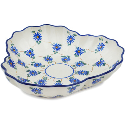 Polish Pottery Fluted Bowl 9&quot; Aster Trellis