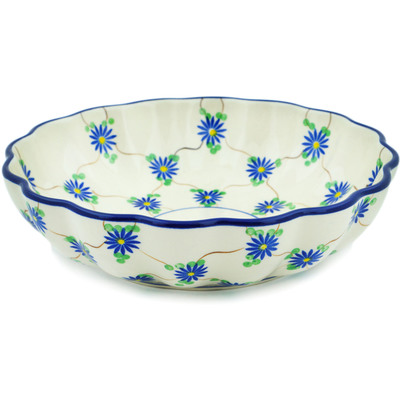 Polish Pottery Fluted Bowl 9&quot; Aster Trellis