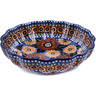 Polish Pottery Fluted Bowl 9&quot; Autumn Chrysanthemums UNIKAT