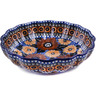 Polish Pottery Fluted Bowl 9&quot; Autumn Chrysanthemums UNIKAT