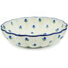 Polish Pottery Fluted Bowl 9" Blue Buds