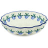 Polish Pottery Fluted Bowl 9&quot; Blue Rose