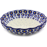 Polish Pottery Fluted Bowl 9&quot; Blue Zinnia