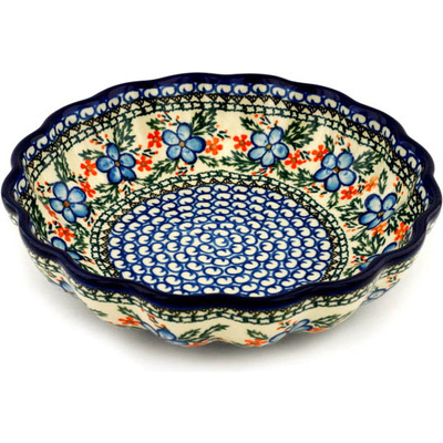 Polish Pottery Fluted Bowl 9&quot; Cobblestone Garden