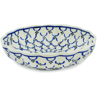 Polish Pottery Fluted Bowl 9&quot; Garden Lattice