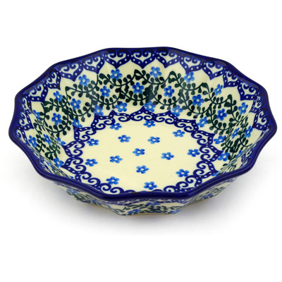 Polish Pottery Fluted Bowl 9&quot; Heart Vines