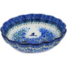 Polish Pottery Fluted Bowl 9&quot; Hummingbird Blue UNIKAT