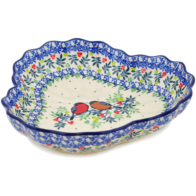 Polish Pottery Fluted Bowl 9&quot; Robin &amp; Wren UNIKAT