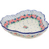 Polish Pottery Fluted Bowl 9&quot; Rose Wreath UNIKAT
