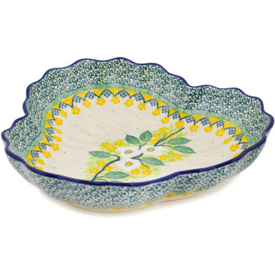 Polish Pottery Fluted Bowl 9&quot; Spring On The Branch UNIKAT
