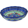 Polish Pottery Fluted Bowl 9&quot; Summer Rooster UNIKAT
