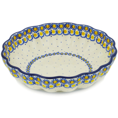 Polish Pottery Fluted Bowl 9" Sunshine Daisy