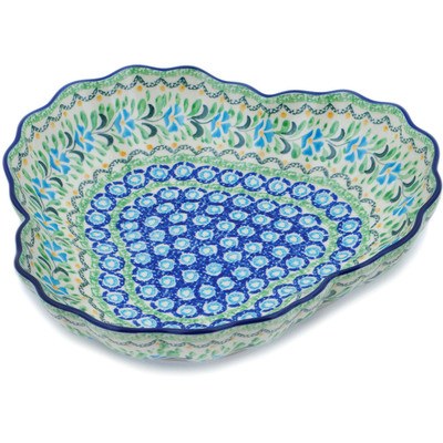 Polish Pottery Fluted Bowl 9&quot; Top Of The Morning UNIKAT