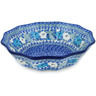 Polish Pottery Fluted Bowl 9&quot; Wedding Bouquet UNIKAT